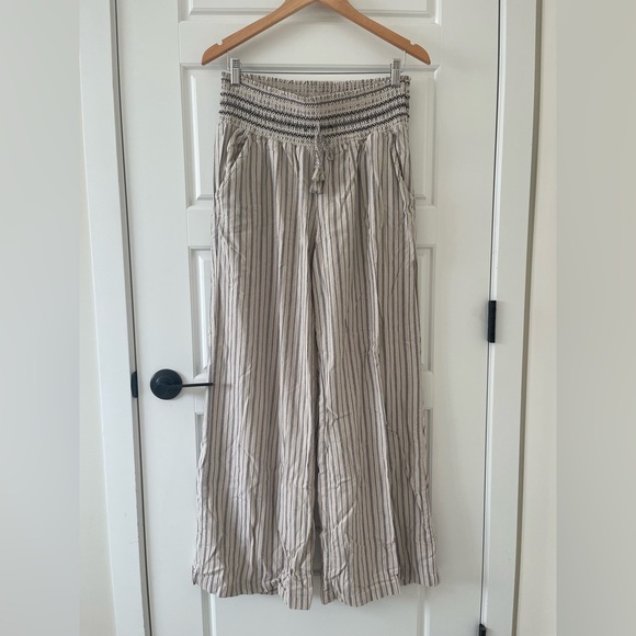 Rewash Striped Linen Smocked-Waist Wide-Leg Pants | XL - Picture 2 of 8